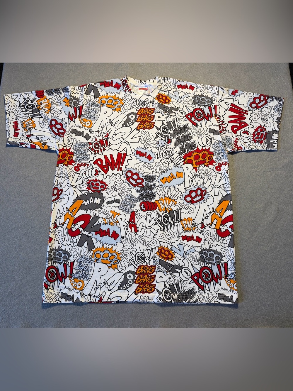 New York Heavy Weight White T-Shirt 3XL All Over Pop Art Comic Book Print